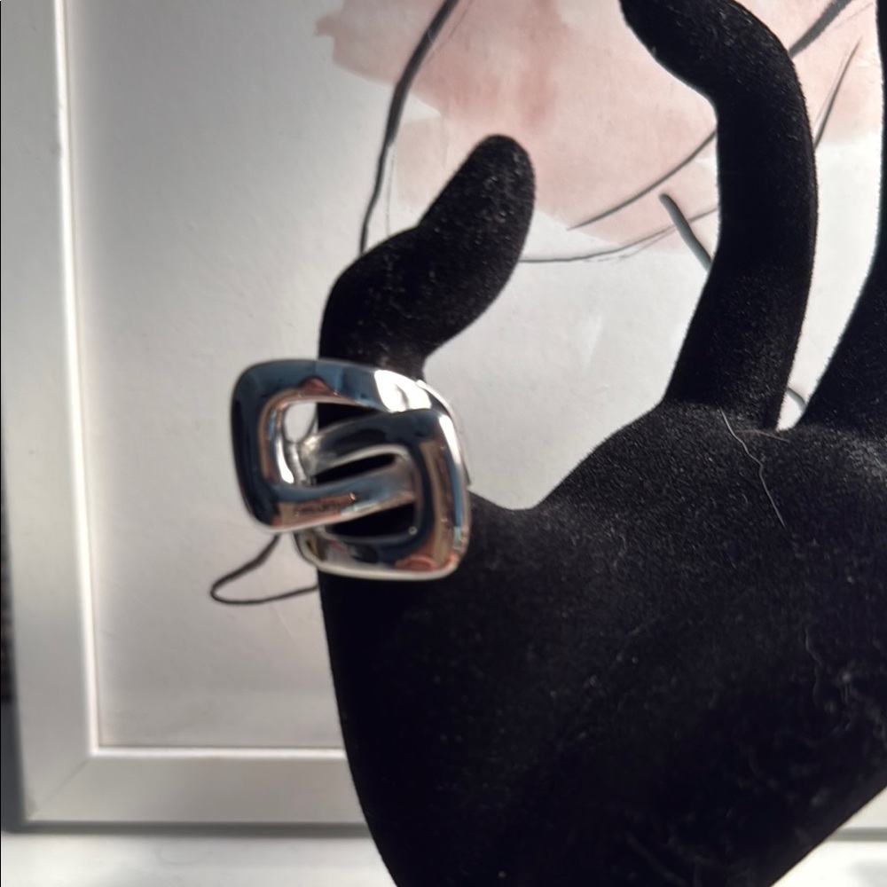 Modern Silver Geometric Ring
